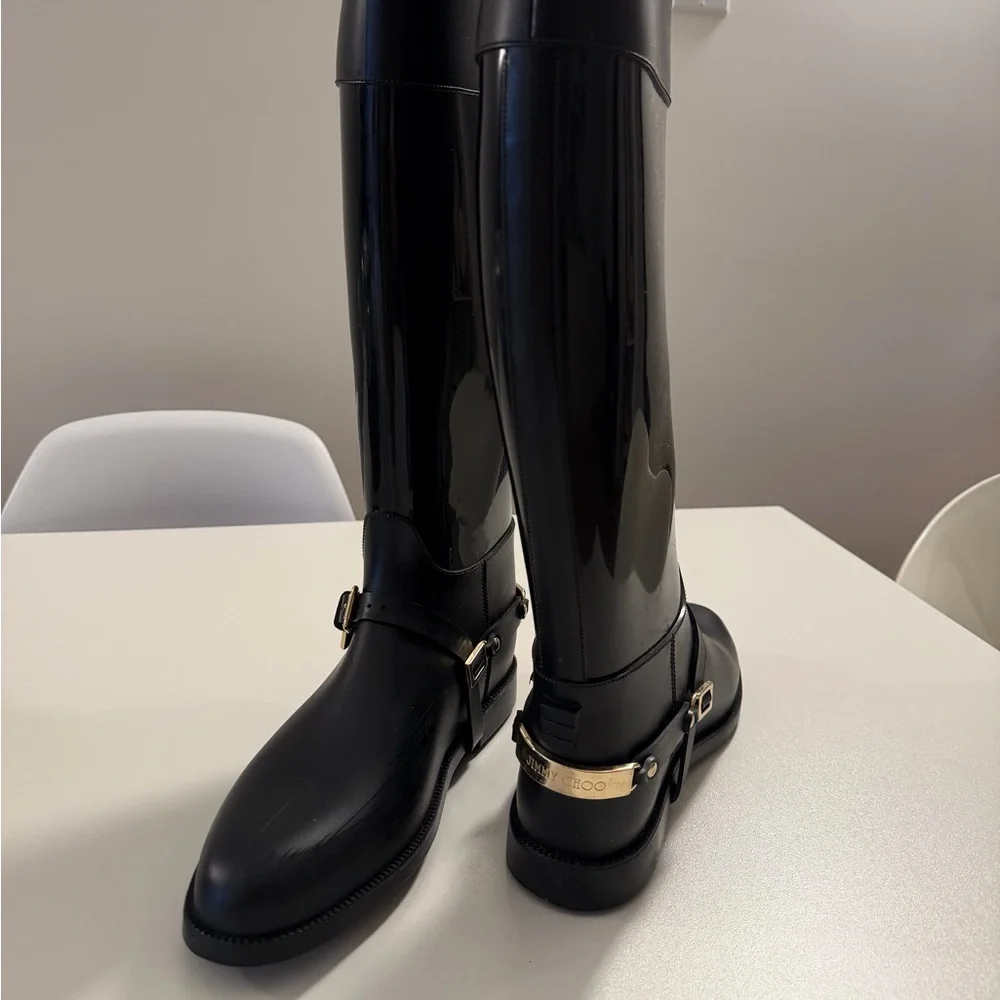 Jimmy Choo Black Over the Knee Boots - Picture 1 of 3